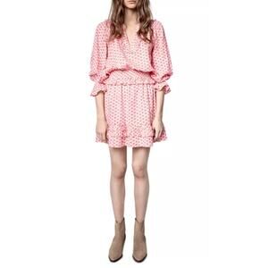 Zadig & Voltaire Rune Debby Cotton Ruffle Evil Eye Print Mini Dress XS